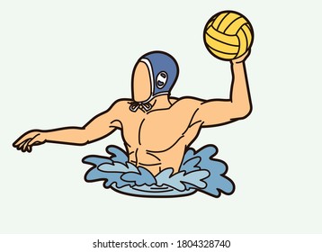 Water Polo player cartoon graphic vector