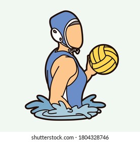 Water Polo player cartoon graphic vector