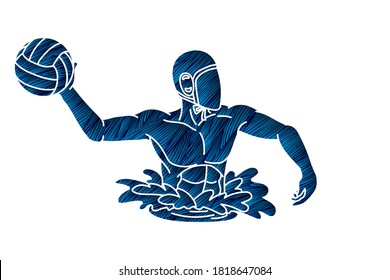 Water Polo player cartoon graphic vector