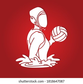 Water Polo player cartoon graphic vector