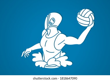 Water Polo player cartoon graphic vector