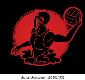 Water Polo player cartoon graphic vector