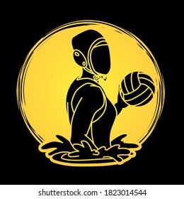 Water Polo player cartoon graphic vector