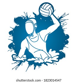 Water Polo player cartoon graphic vector