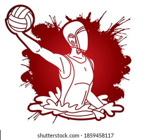 Water Polo player cartoon graphic vector