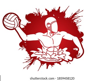 Water Polo player cartoon graphic vector