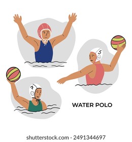 Water Polo player cartoon graphic vector