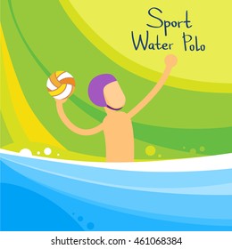 Water Polo Player Game Sport Competition Flat Vector Illustration