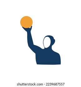 Water polo player. Hand drawn icon on white background