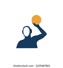 Water polo player. Hand drawn icon on white background