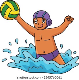 Jugador de waterpolo interceptando al Clipart de la pelota