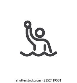 Water Polo player line icon. linear style sign for mobile concept and web design. Water polo sport outline vector icon. Symbol, logo illustration. Vector graphics