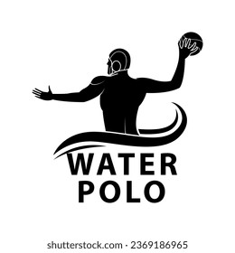 Water polo player logo template. Sport design graphic vector.