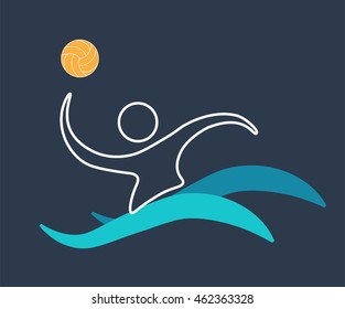 Water polo player logo, vector illustration