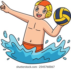 Jugador de waterpolo listo para pasar el Clipart de la pelota