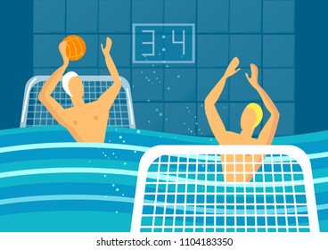 Water polo player in swimming pool sports games vector