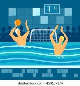 Water polo player in swimming pool sports games vector illustration 