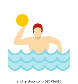 Water polo player in swimming pool icon in flat style isolated on white background vector illustration