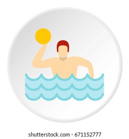 Water polo player in swimming pool icon in flat circle isolated vector illustration for web