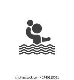 Water polo player vector icon. filled flat sign for mobile concept and web design. Man with ball in water glyph icon. Symbol, logo illustration. Vector graphics