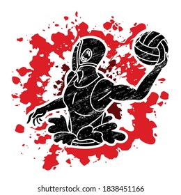 Water polo players  action cartoon graphic vector