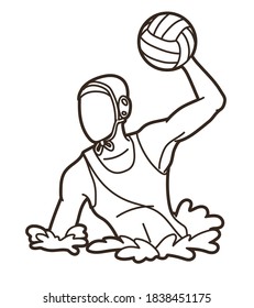 Water polo players  action cartoon graphic vector