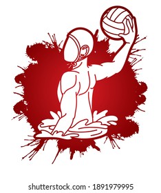 Water polo players action cartoon graphic vector	