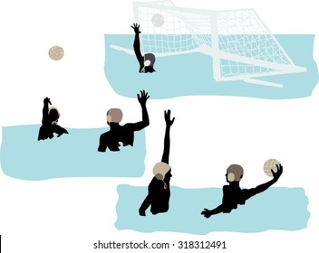 Water Polo Players Vector Silhouette