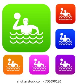 Water polo set icon in different colors isolated vector illustration. Premium collection