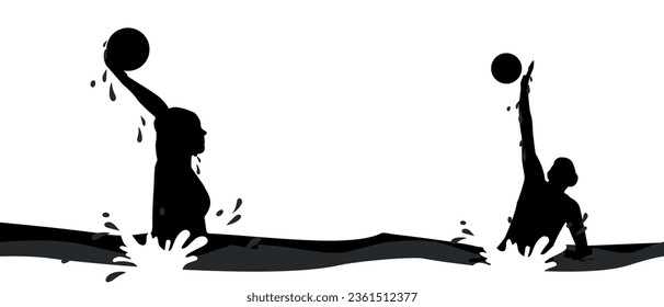 Water polo silhouette art illustration