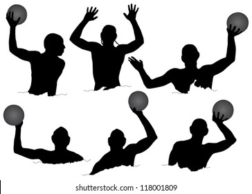 Water Polo Silhouette on white background