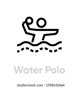 Water Polo sport icons. Editable stroke