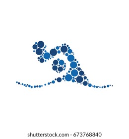 water polo sport pictogram filled with circles of different sizes and colors