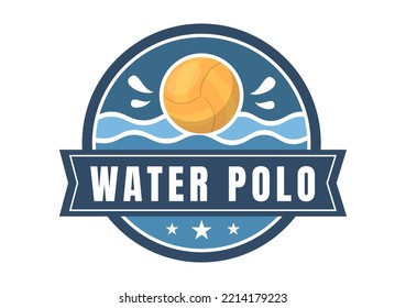 Water Polo Sport Player Playing to Throw the Ball on the Opponent Goal in the Swimming Pool in Flat Cartoon Hand Drawn Templates Illustration