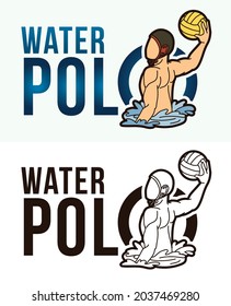 Water Polo Text With Sport Players Graphic Vector