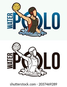 Water Polo Text With Sport Players Graphic Vector