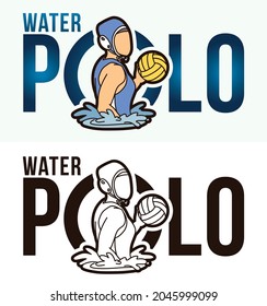 Water Polo Text With Sport Players Graphic Vector