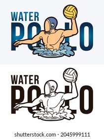 Water Polo Text With Sport Players Graphic Vector