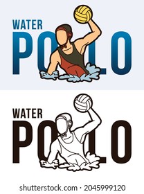 Water Polo Text With Sport Players Graphic Vector