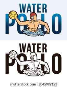 Water Polo Text With Sport Players Graphic Vector