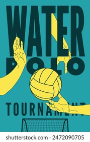 Water Polo Tournament typographical vintage style poster design. Retro vector illustration.