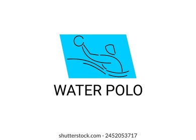 water polo vector line icon. playing water polo. sport pictogram illustration.