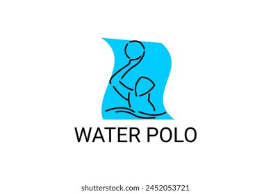 water polo vector line icon. playing water polo. sport pictogram illustration.