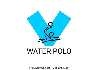 water polo vector line icon. playing water polo. sport pictogram illustration.