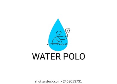 water polo vector line icon. playing water polo. sport pictogram illustration.