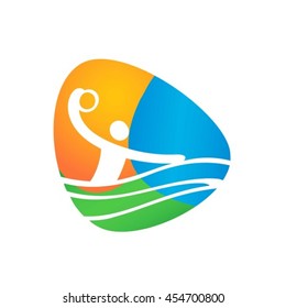 water polo Web button isolated on white background. Athlete Sport Game Logo Competition Icon. Rio 2016 Olympic games in Brazil. summer Sport games symbols. vector illustration