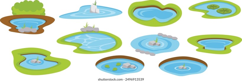 Water pond set vector art