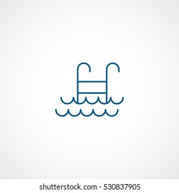 Water Pool Blue Line Icon On White Background