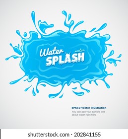 Water pool with blue splashes and falling drops. Eps10 vector illustration.