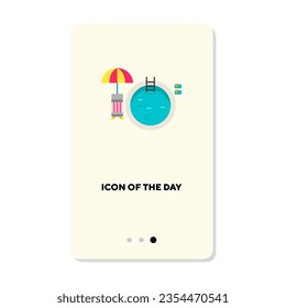 Water pool flat vector icon. Pool top view isolated sign. Water sport and leisure activity concept. Vector illustration symbol elements for web design and apps
